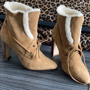 Brand New Manolo Blahnik shearling suede Boots